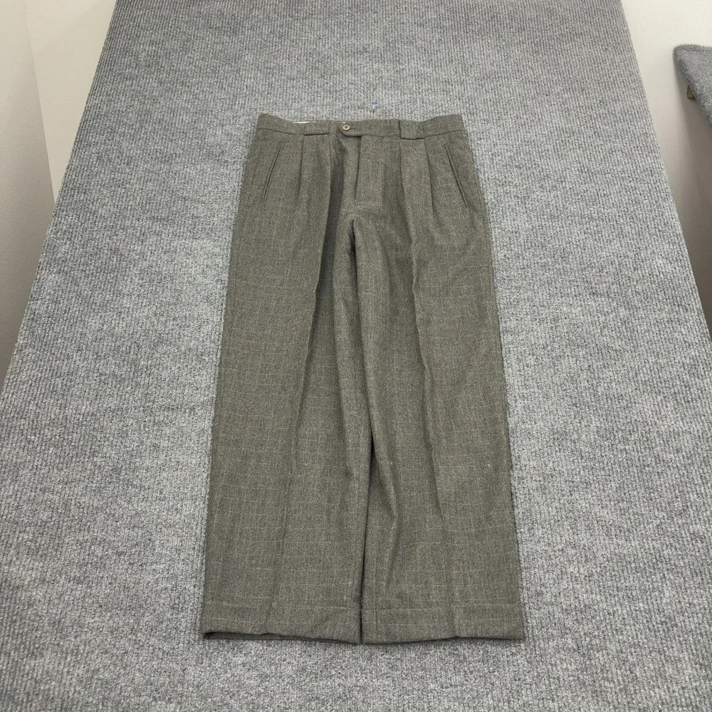 Zanella Dress Pants Mens 34 Grey Wool Cashmere Pleated Frankie Made in Italy